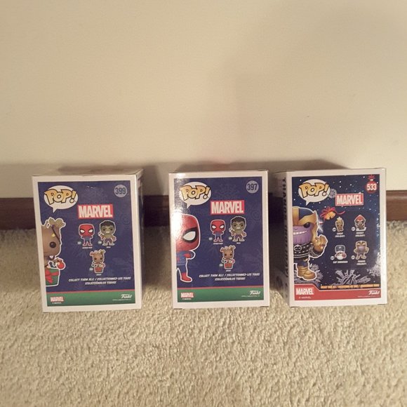 Holiday Funko Marvel lot of 3 Groot Spider-Man and Thanos - Picture 6 of 9